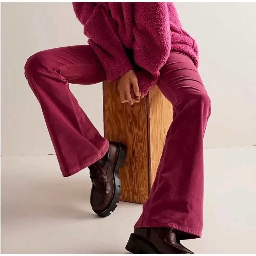 Free People We The Free Jayde Corduroy Flare Retro Pants Jeans Pink Size 27
